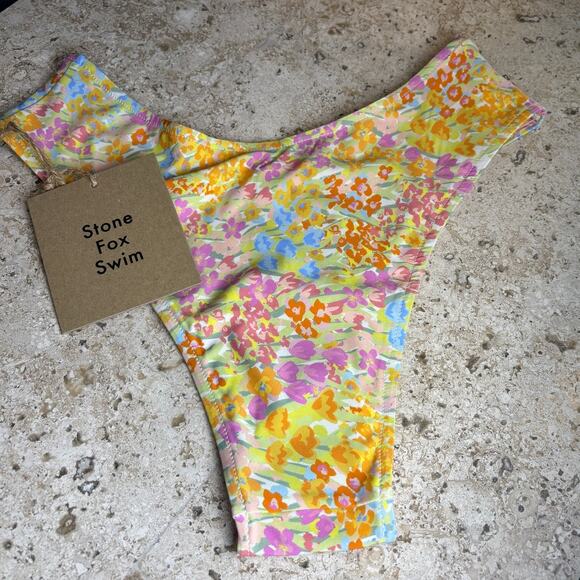 Stone Fox Swim Nola Flower Fields Cheeky Small Bikini Bottom Bathing NWT - Picture 3 of 3